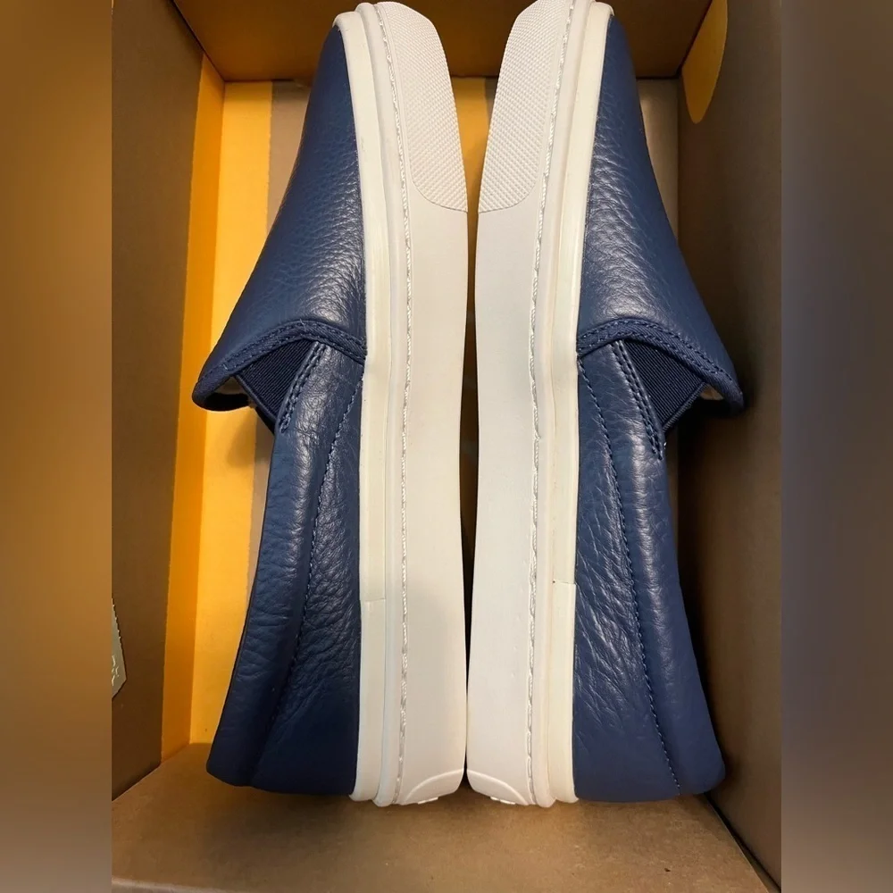 Hotπ₯New in Box Ibiza Marine Blue Slip On Leather Sneakers by Soludos - Picture 4 of 8